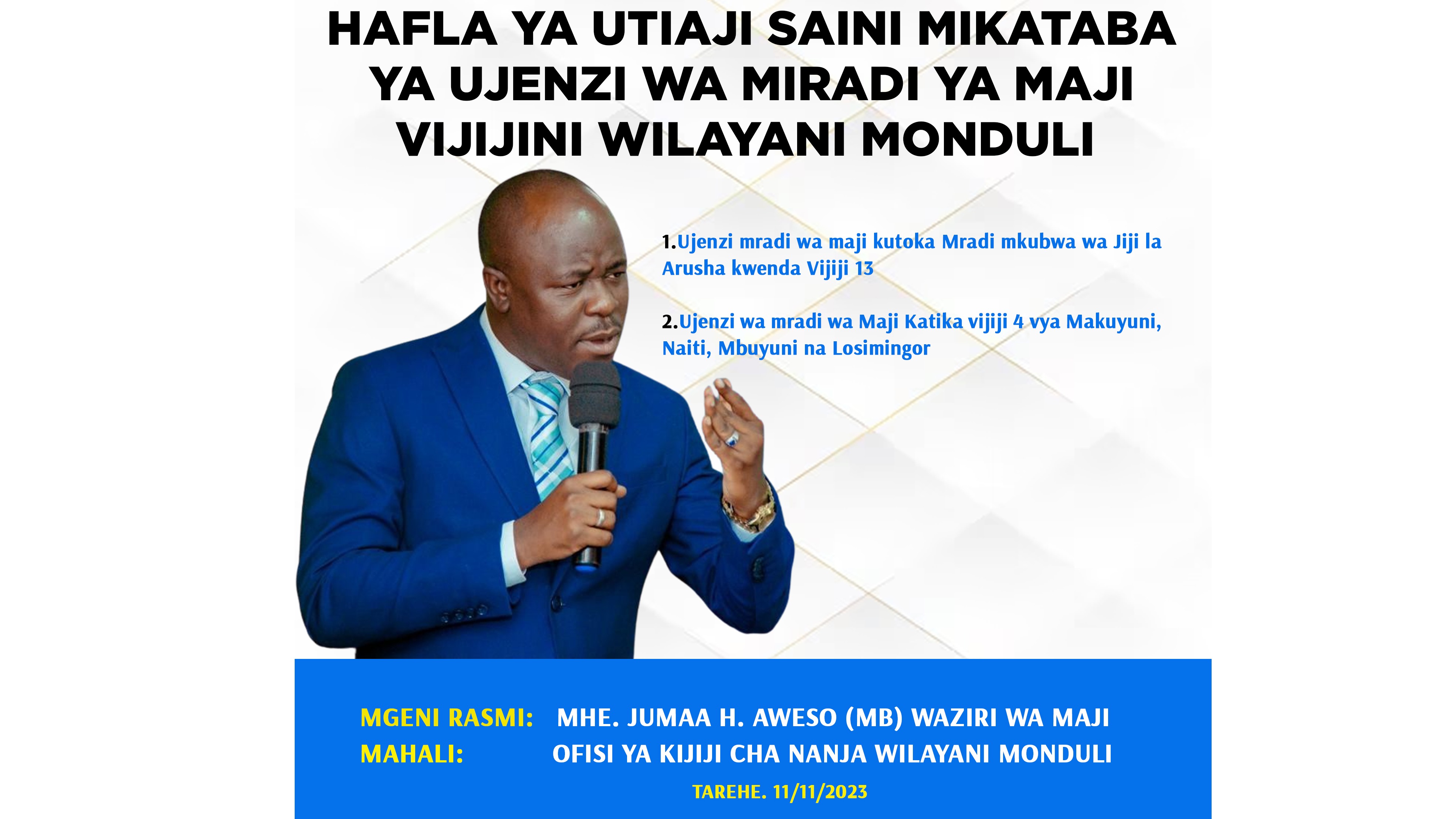 hafla ya utiaji Saini Mikataba ya Ujenzi wa Miradi wilaya ya Monduli